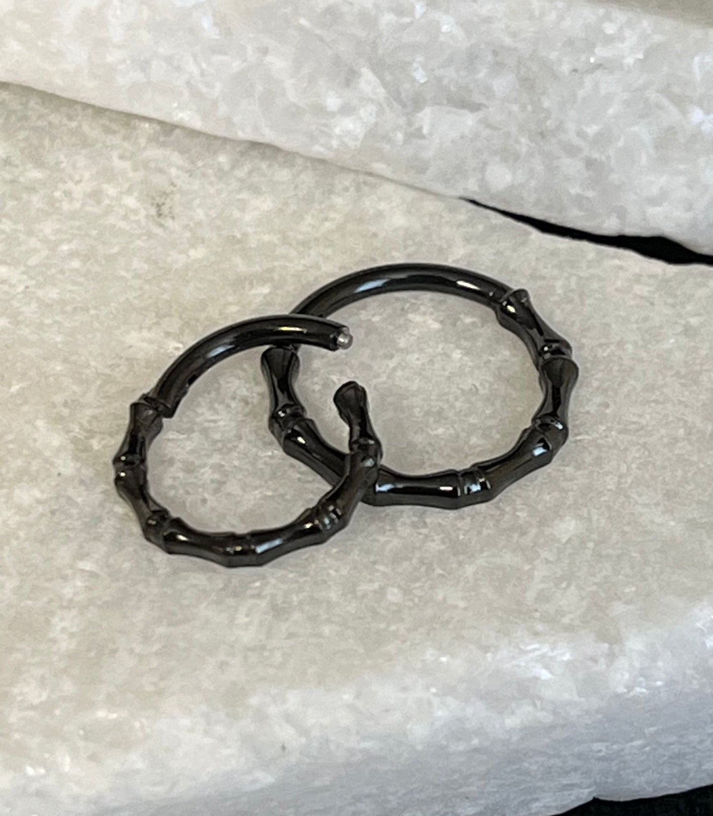 1 Piece Unusual Linked Bones Style Hinged Segment Septum Ring - 16g - 10mm & 8mm - Silver and Black Available!