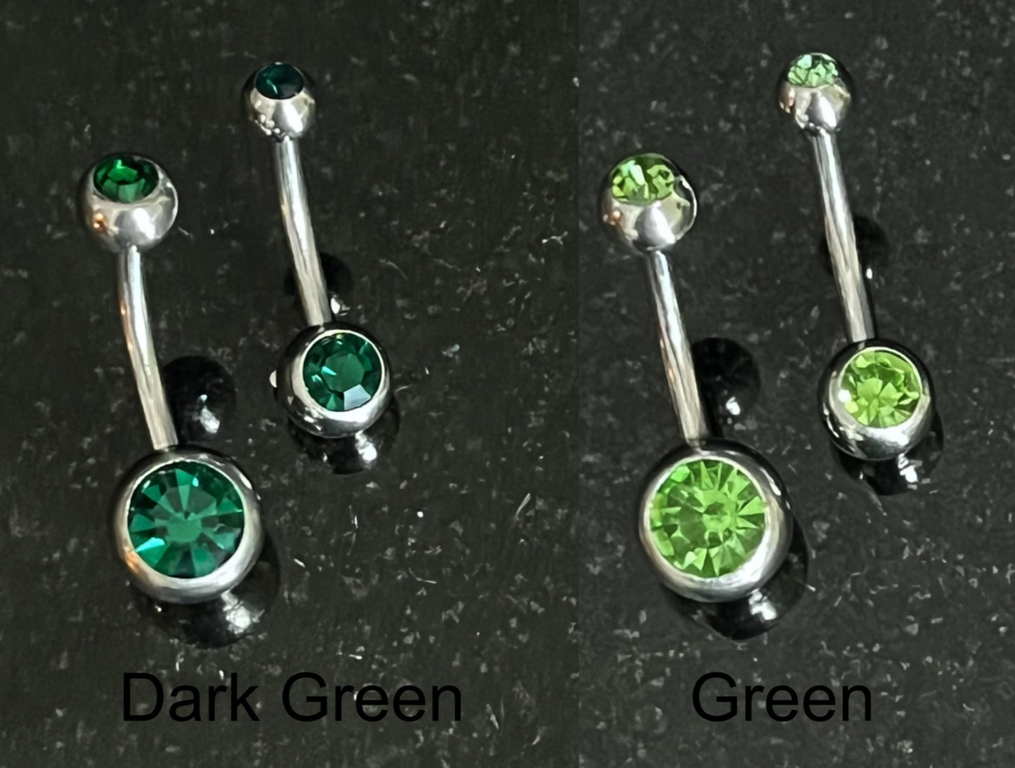 1 Piece Brilliant Double CZ Gem Ball 316L Surgical Steel Navel/Naval Belly Ring - 14g - Available in A Variety of Colors!