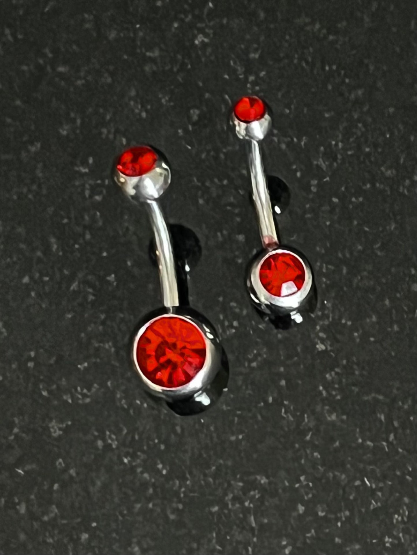 1 Piece Brilliant Double CZ Gem Ball 316L Surgical Steel Navel/Naval Belly Ring - 14g - Available in A Variety of Colors!