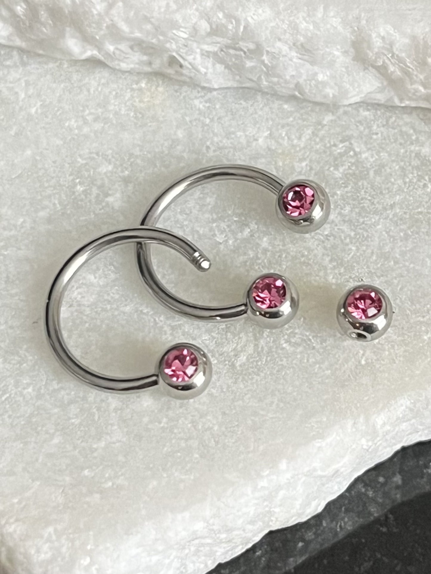 1 Piece Stunning Front Facing CZ Gems 316L Surgical Steel Circular Horseshoe Septum Ring - 16g or 14g - Available in a Variety of Colors!