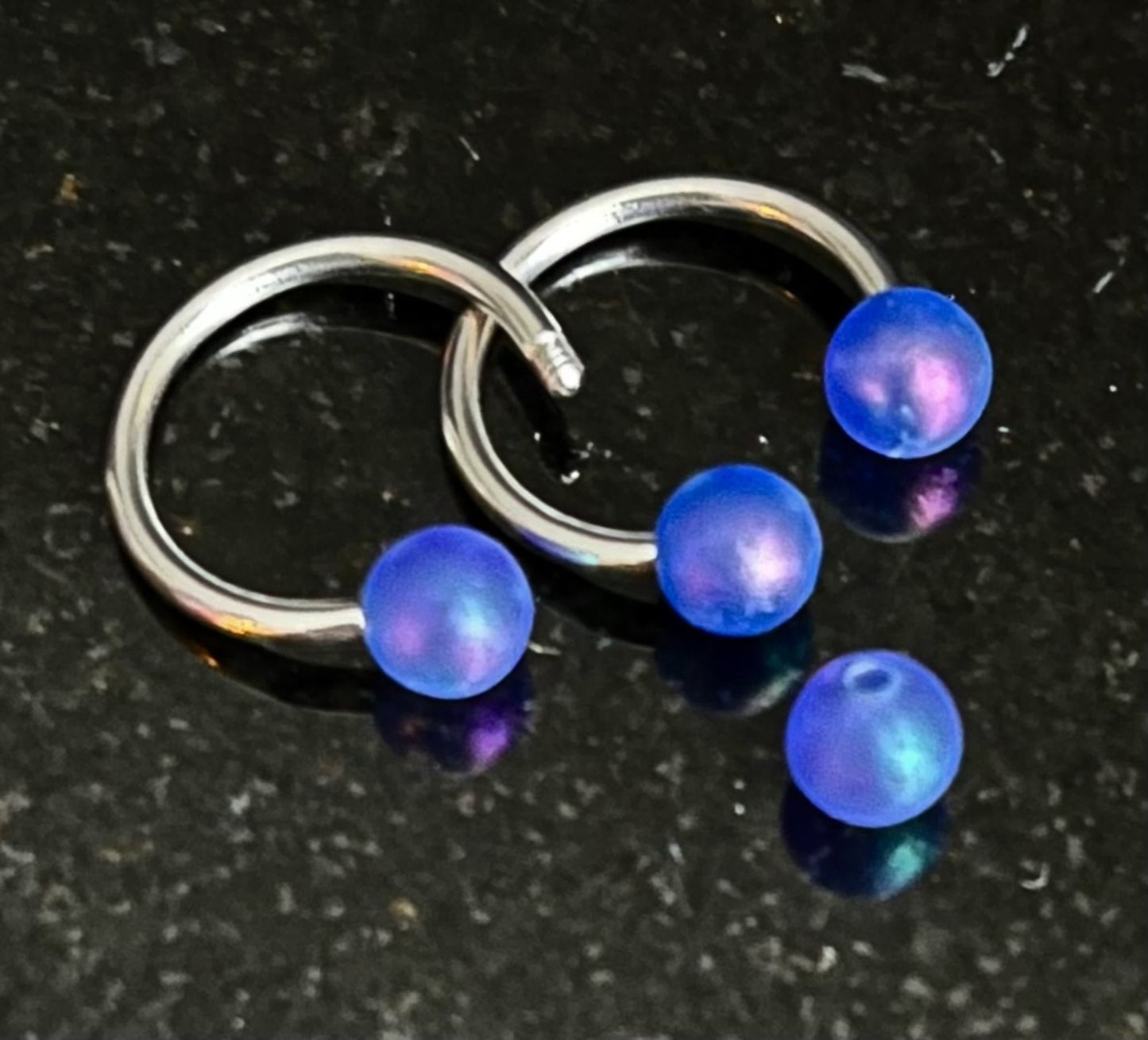 PAIR of Unique Pearl Coated Circular Barbell Horseshoe Septum Ring - 16g - 10mm - White, Pink, Green, Purple, Peach & Blue Available!