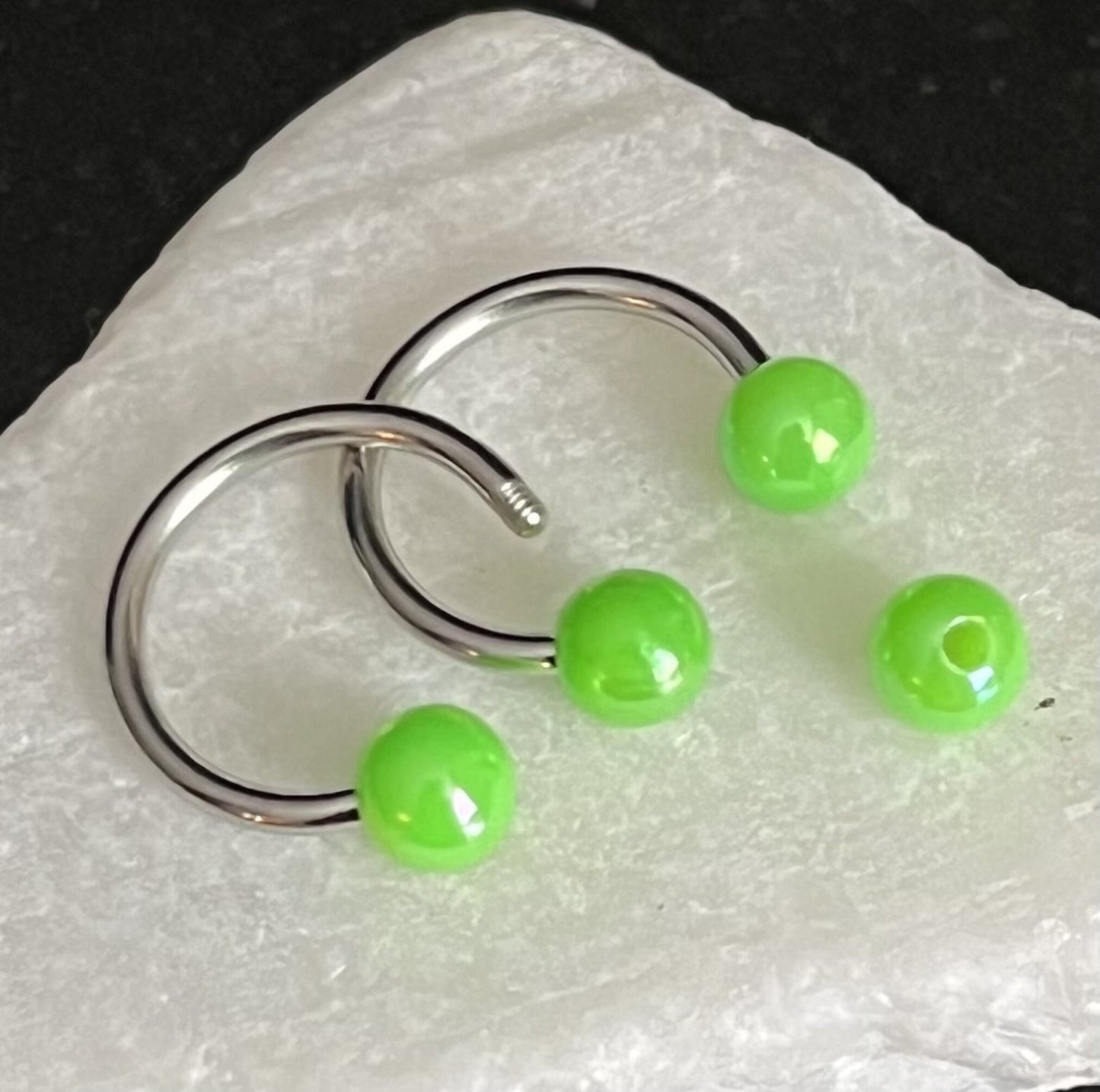 PAIR of Stunning Aurora Borealis Coated Circular Barbell Horseshoe Septum Ring - 16g - 8mm - A Variety of Colors Available!