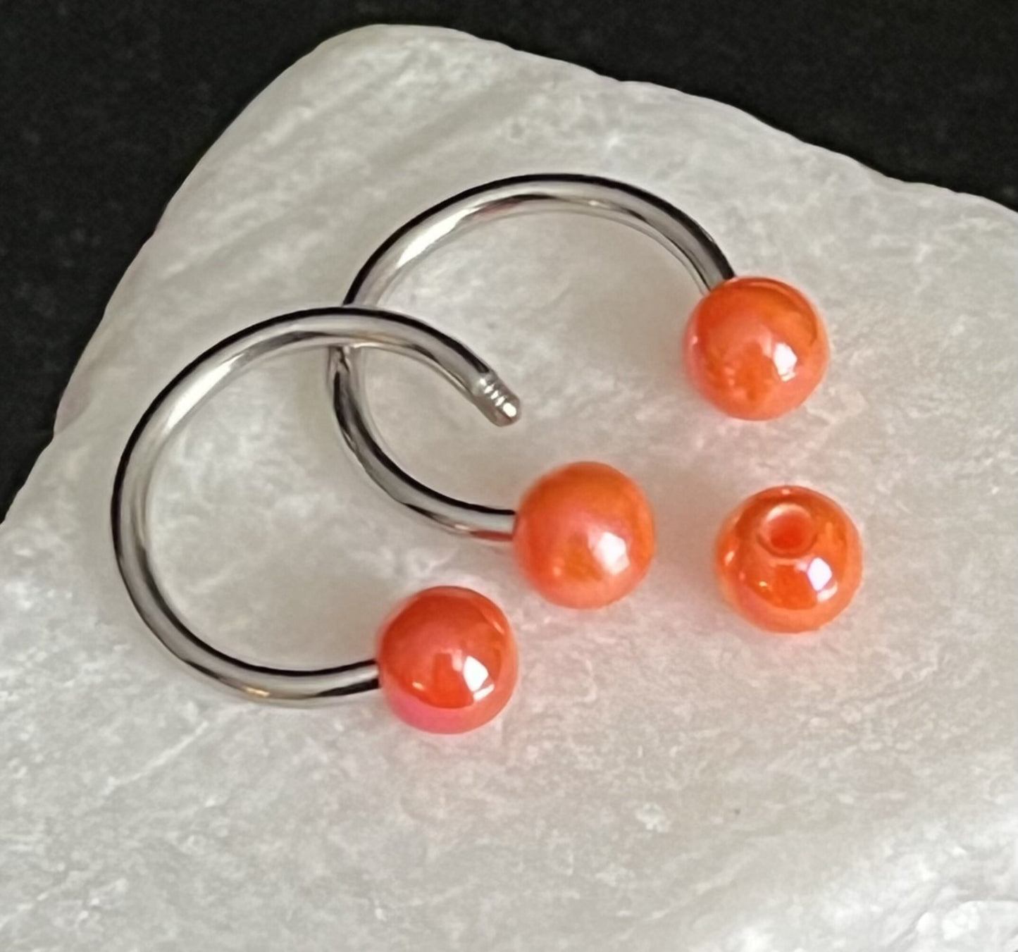 PAIR of Stunning Aurora Borealis Coated Circular Barbell Horseshoe Septum Ring - 16g - 8mm - A Variety of Colors Available!