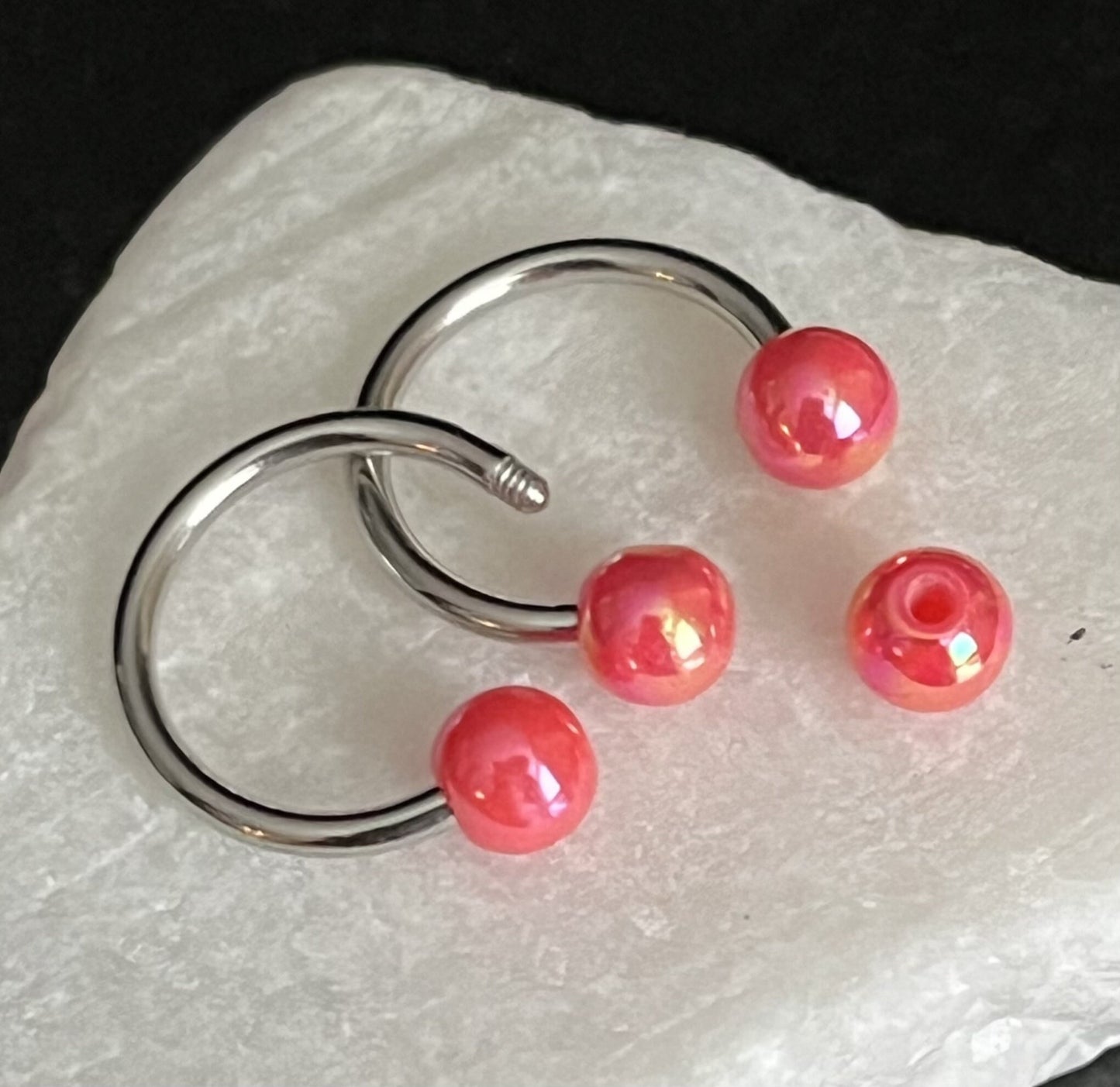 PAIR of Stunning Aurora Borealis Coated Circular Barbell Horseshoe Septum Ring - 16g - 8mm - A Variety of Colors Available!