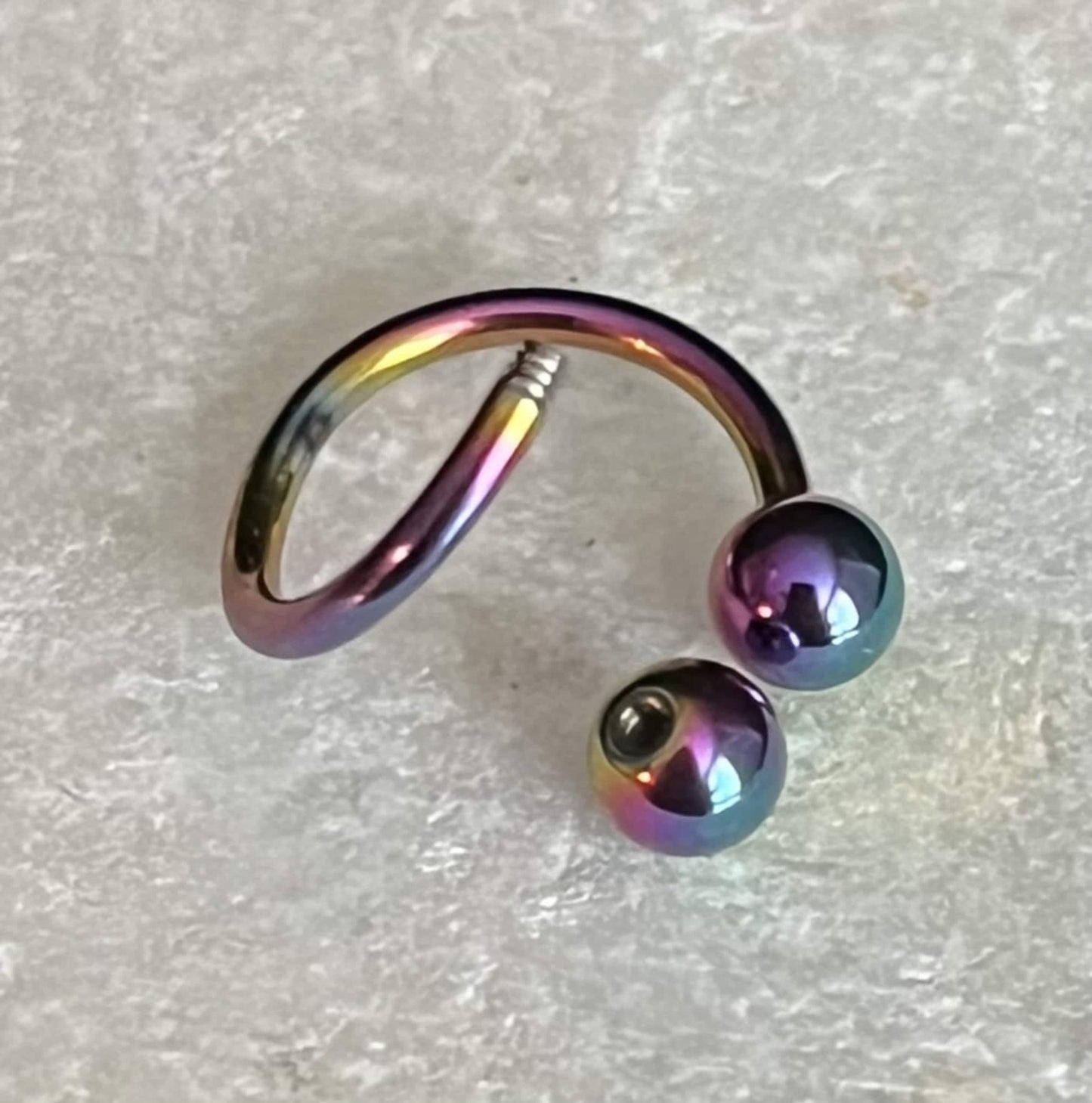1 Piece Titanium Twist Spiral Belly Ring Navel/Naval Belly Ring - 14g, 16g - Purple, Blue, Black, Green, Light Blue & Rainbow Available!