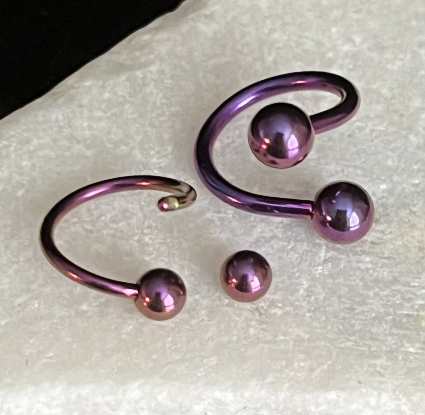 1 Piece Titanium Twist Spiral Belly Ring Navel/Naval Belly Ring - 14g, 16g - Purple, Blue, Black, Green, Light Blue & Rainbow Available!