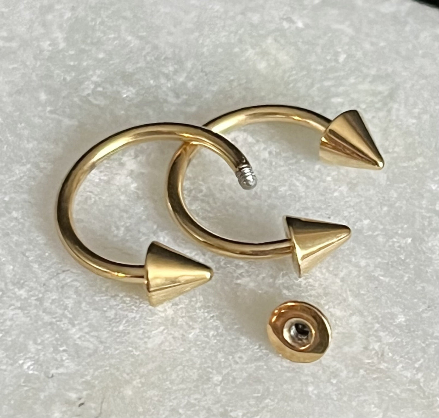 1 Piece Beautiful Gold Spiked Circular Barbell Horseshoe Ring - 16g, 14g- Internal Diameter 6mm, 8mm, 10mm Available!