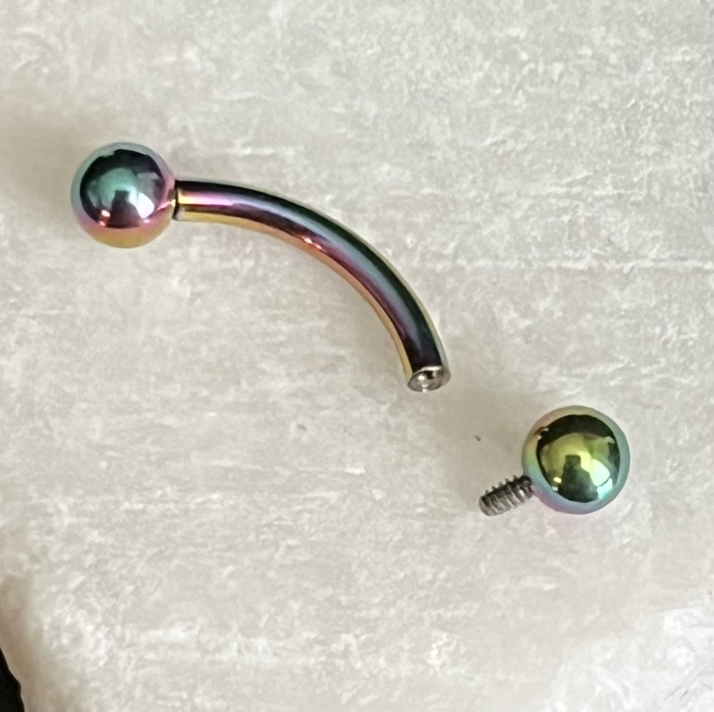 1 Piece Stunning Implant Grade Titanium Internally Threaded Curved Barbell / Eyebrow Ring - 16g