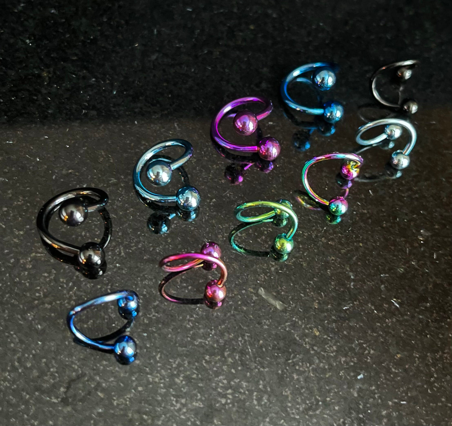 1 Piece Titanium Twist Spiral Belly Ring Navel/Naval Belly Ring - 14g, 16g - Purple, Blue, Black, Green, Light Blue & Rainbow Available!