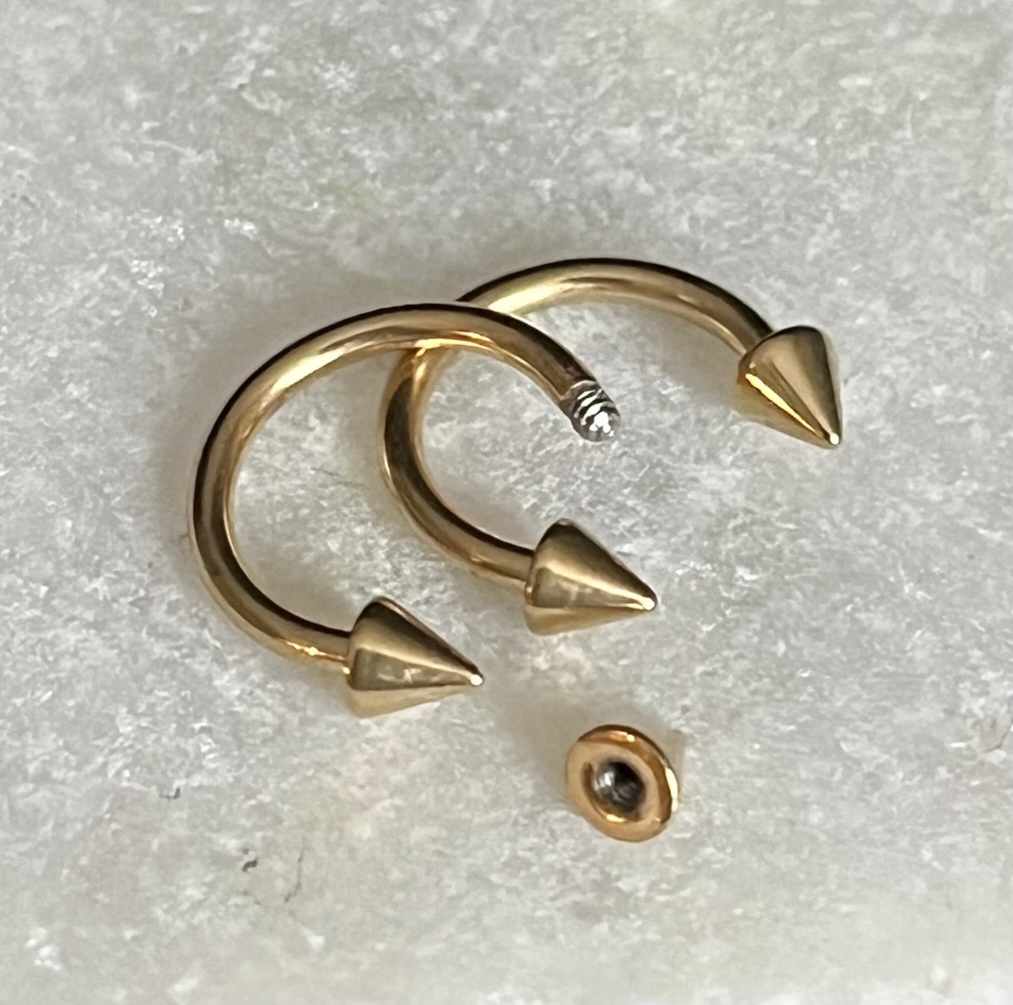 1 Piece Beautiful Gold Spiked Circular Barbell Horseshoe Ring - 16g, 14g- Internal Diameter 6mm, 8mm, 10mm Available!