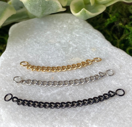 1 Piece of Unique 316L Stainless Steel Bridge Connector Chain Nose Ring - Black, Gold & Silver - 30mm, 35mm and 40mm Available!