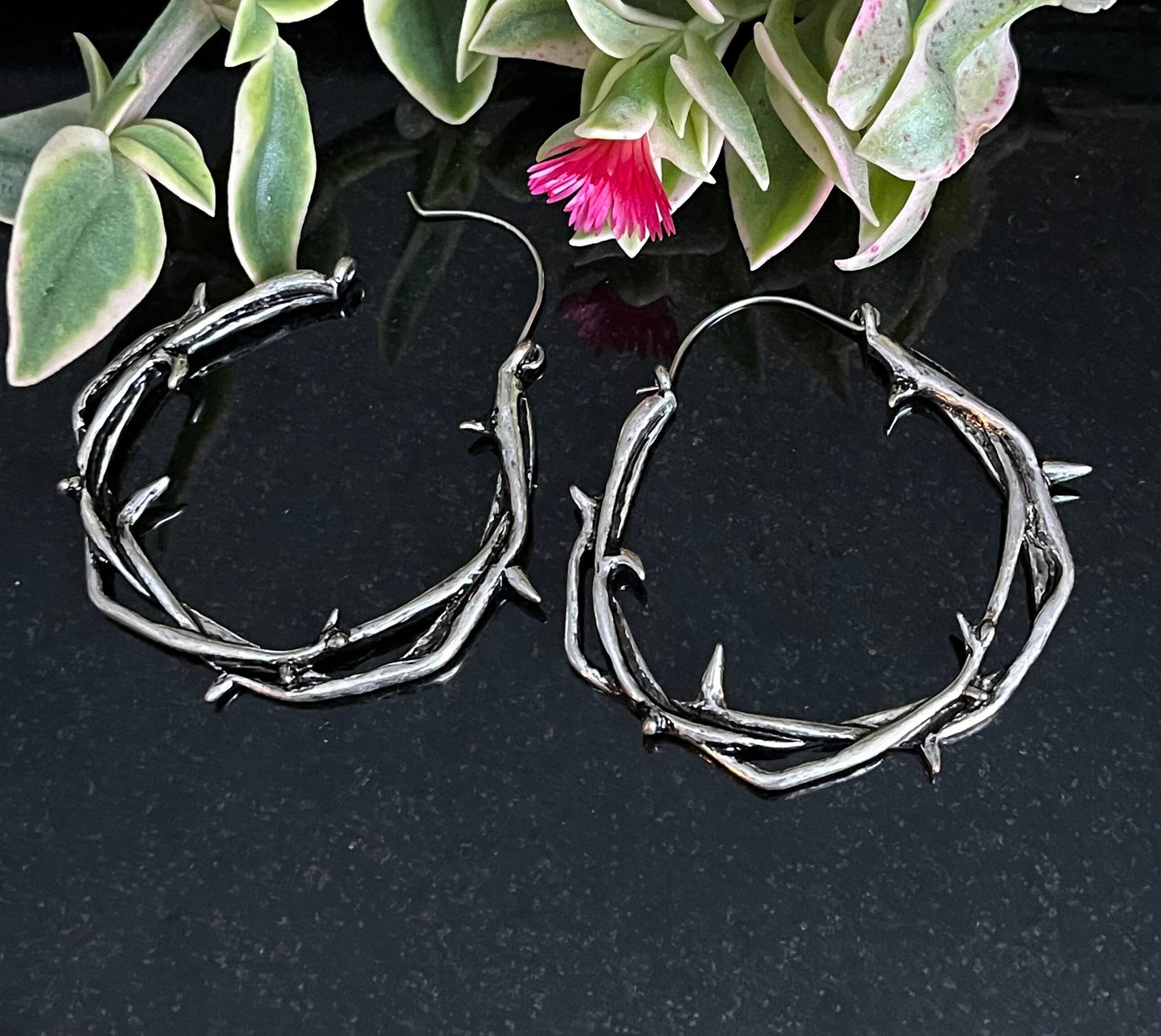Pair of Unique 20g Twisted Thorn Hoop Earrings - Use As Regular Earrings or Through Tunnels!