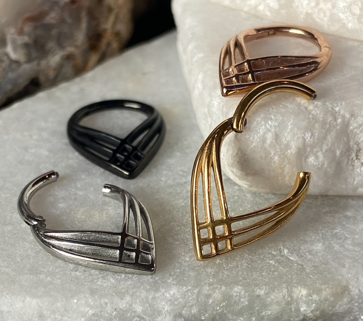 1 Piece Elegant Weave Design Hinged Segment Ring - 16g , 10mm - Black, Gold, Rose Gold and Silver Available!