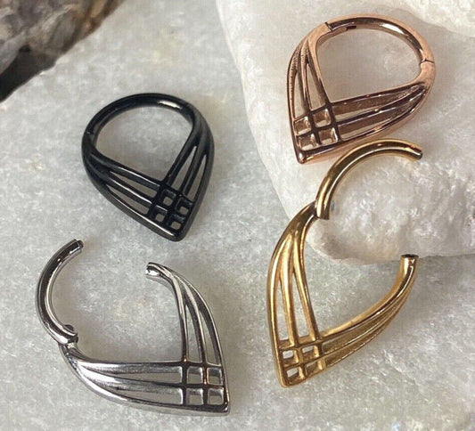 1 Piece Elegant Weave Design Hinged Segment Ring - 16g , 10mm - Black, Gold, Rose Gold and Silver Available!