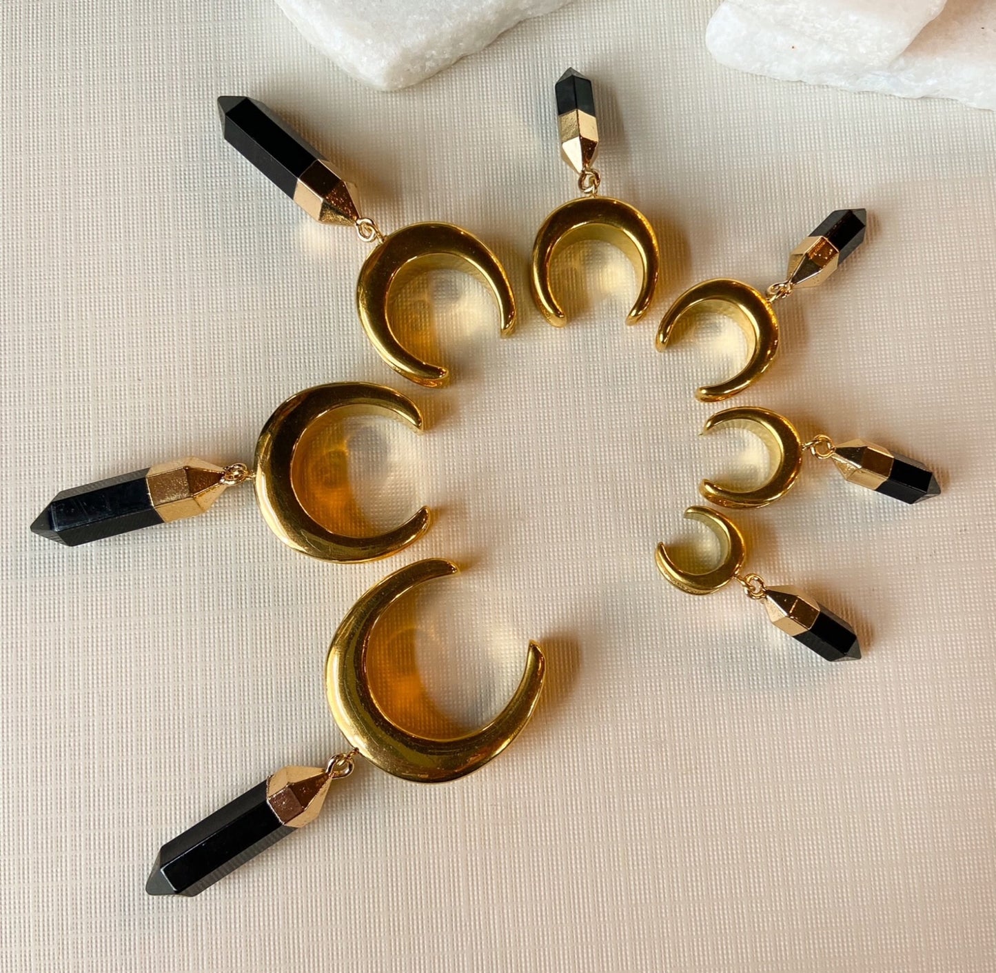 Pair of Stunning Black Hexagonal Dangle Saddle Ear Spreader -Tunnels/Plugs - Gauges 00g (10mm) thru 1" (25mm) available!