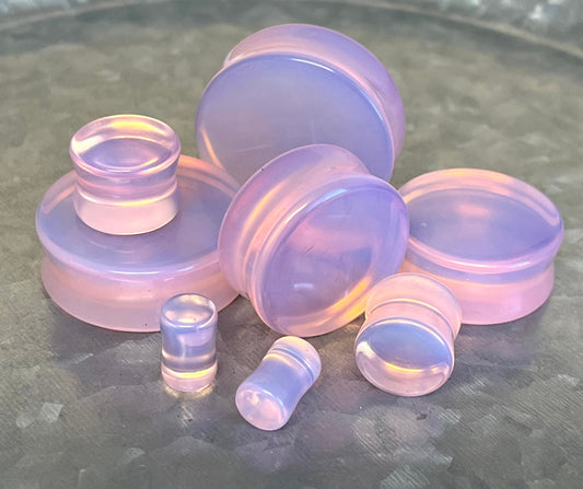 PAIR of Beautiful Lavender Opalite Stone Glass Plugs - Gauges 2g (6mm) to 32mm available!
