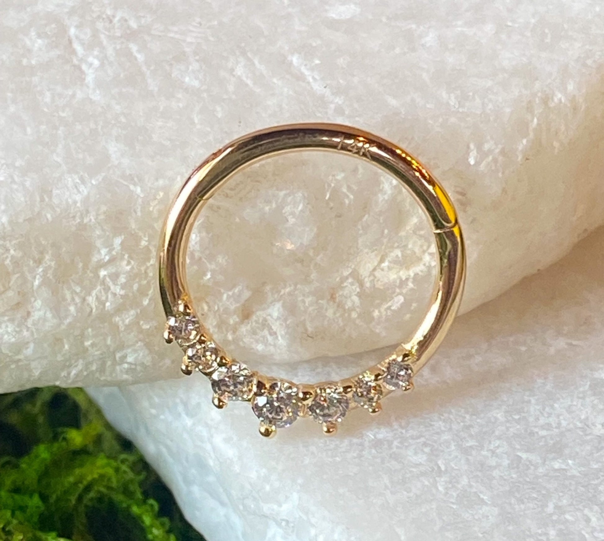 1 Piece of Beautiful Solid 14kt Gold Front Opals or CZ Gems Segment Ring - 10mm or 8mm - Gold & White Gold Available!