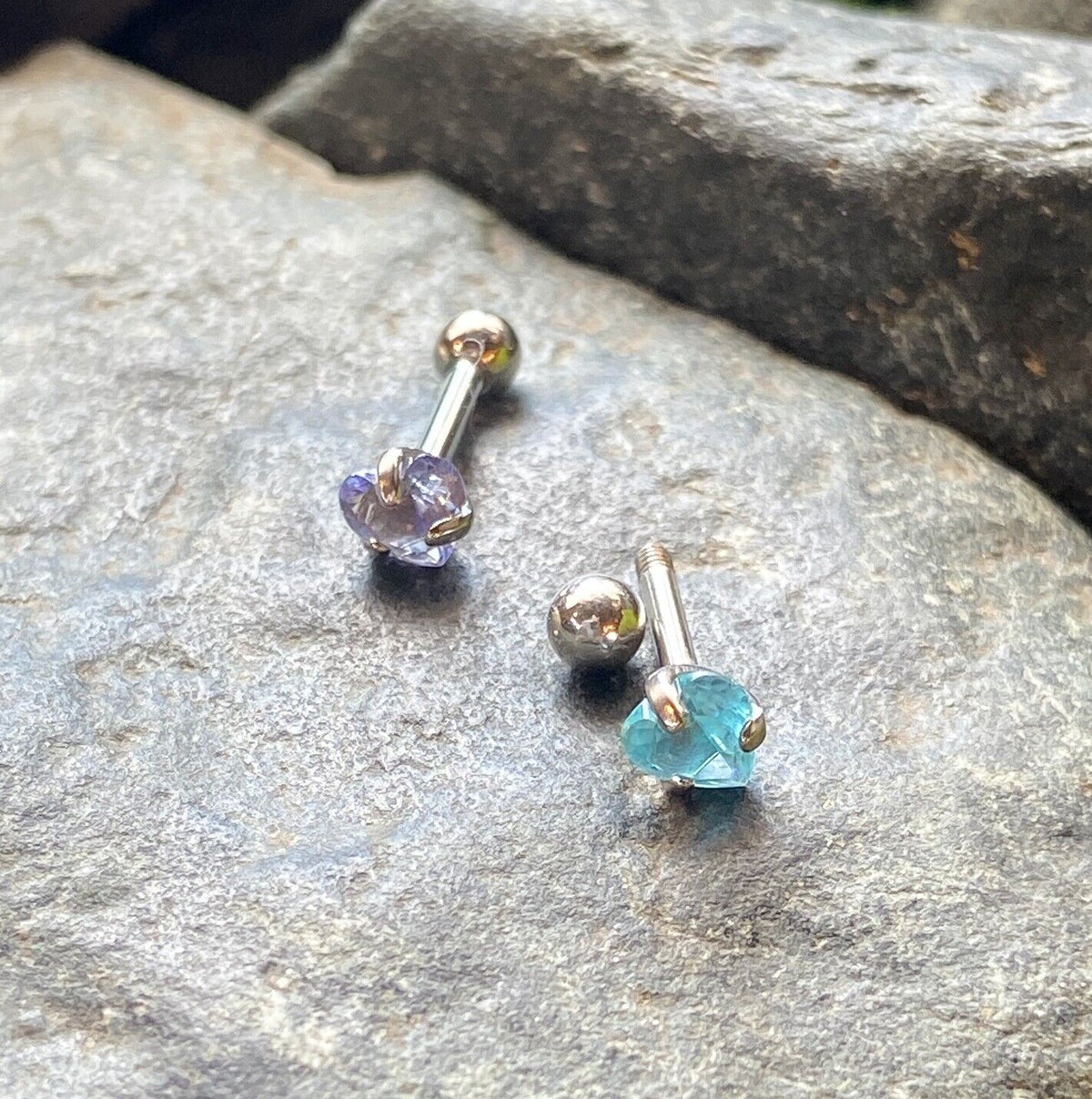 1pc Prong Set Heart Gem Tragus Cartilage Ring 16g 1/4" Body Piercing Jewelry