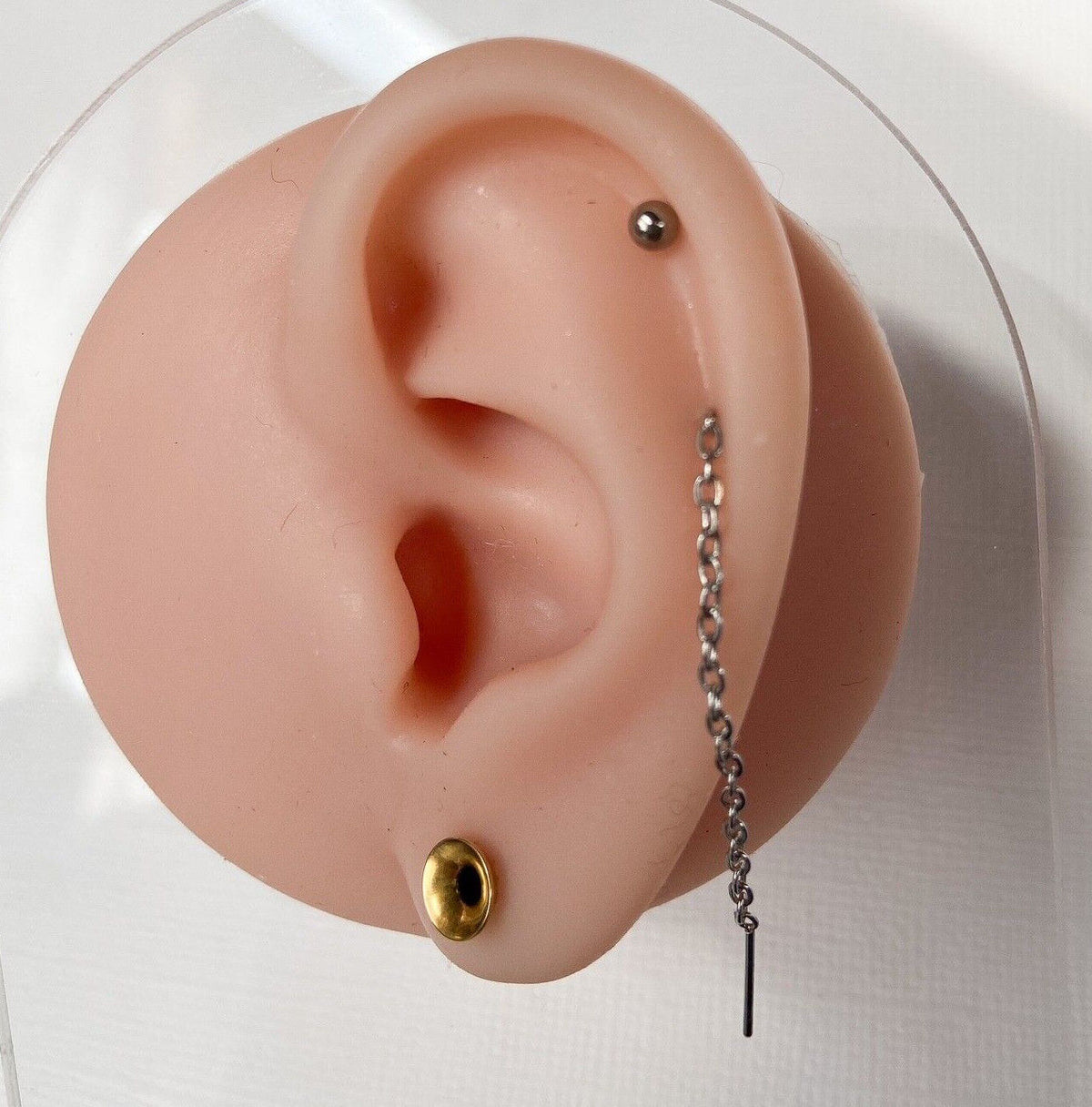 PAIR of Single Chain Free Falling Bar IP Stainless Steel 20g Earrings