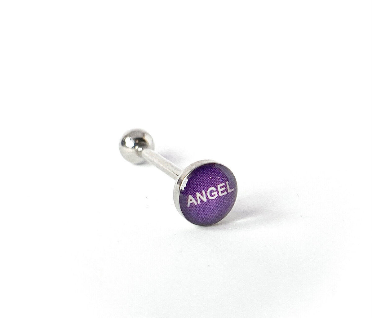 1pc Dome Logo Tongue Ring - choose from Adult Sayings, Sex, Bad Words +more! (Logo Style: Angel)
