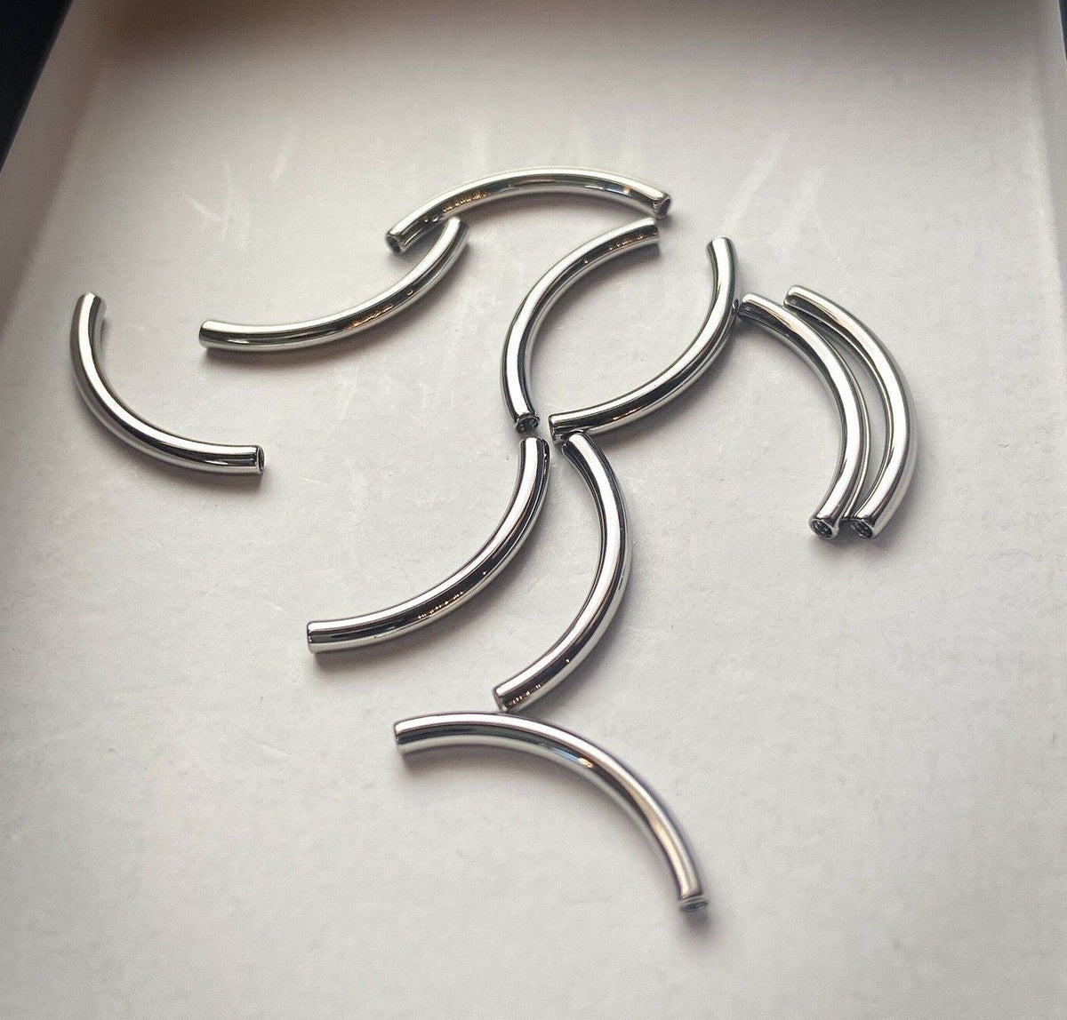 Body Jewelry Replacement Parts- 10pk Titanium Internally Threaded Curved Barbell