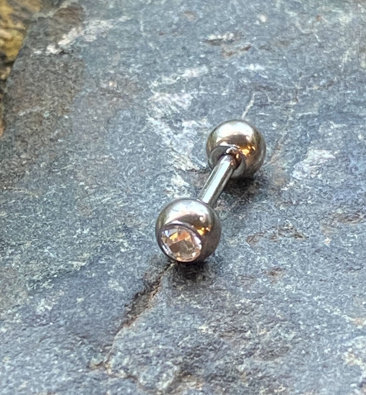 4pc Value Pack Gem Tragus Barbells Studs Cartilage Helix Piercing 16g 1/4" 6mm