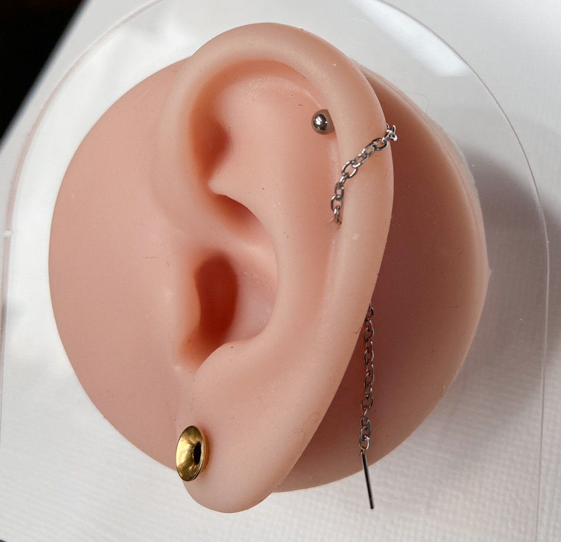 PAIR of Single Chain Free Falling Bar IP Stainless Steel 20g Earrings