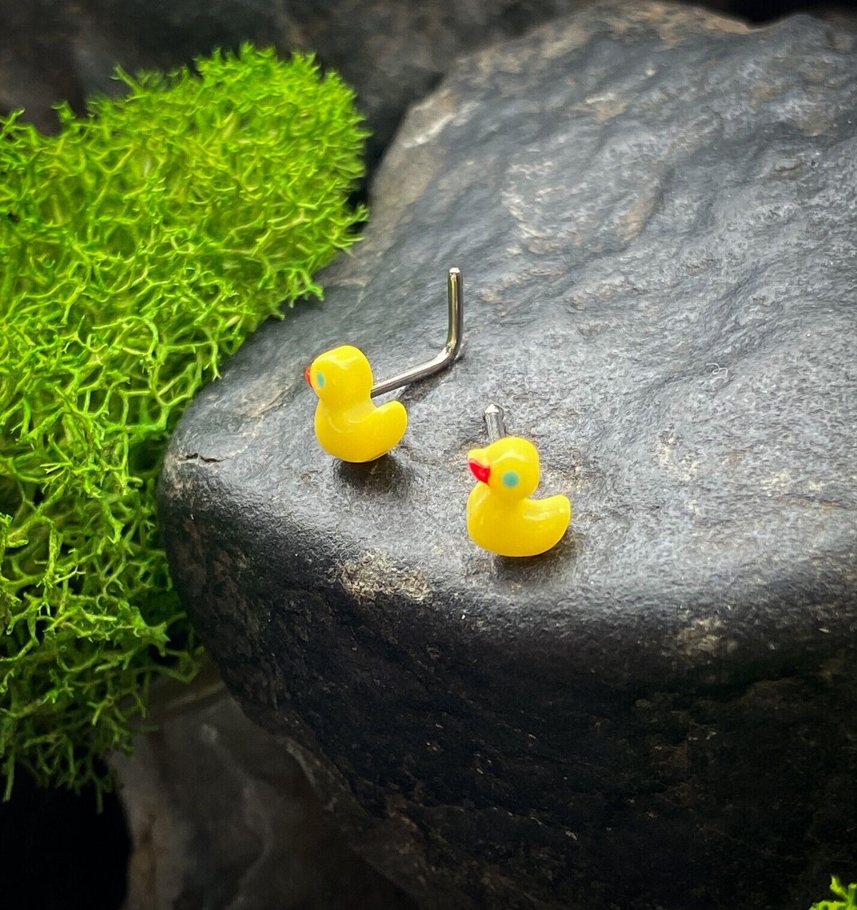 1pc Rubber Duck Nose Ring Ducky Surgical Steel- Choose L-Shaped or Straight Stud