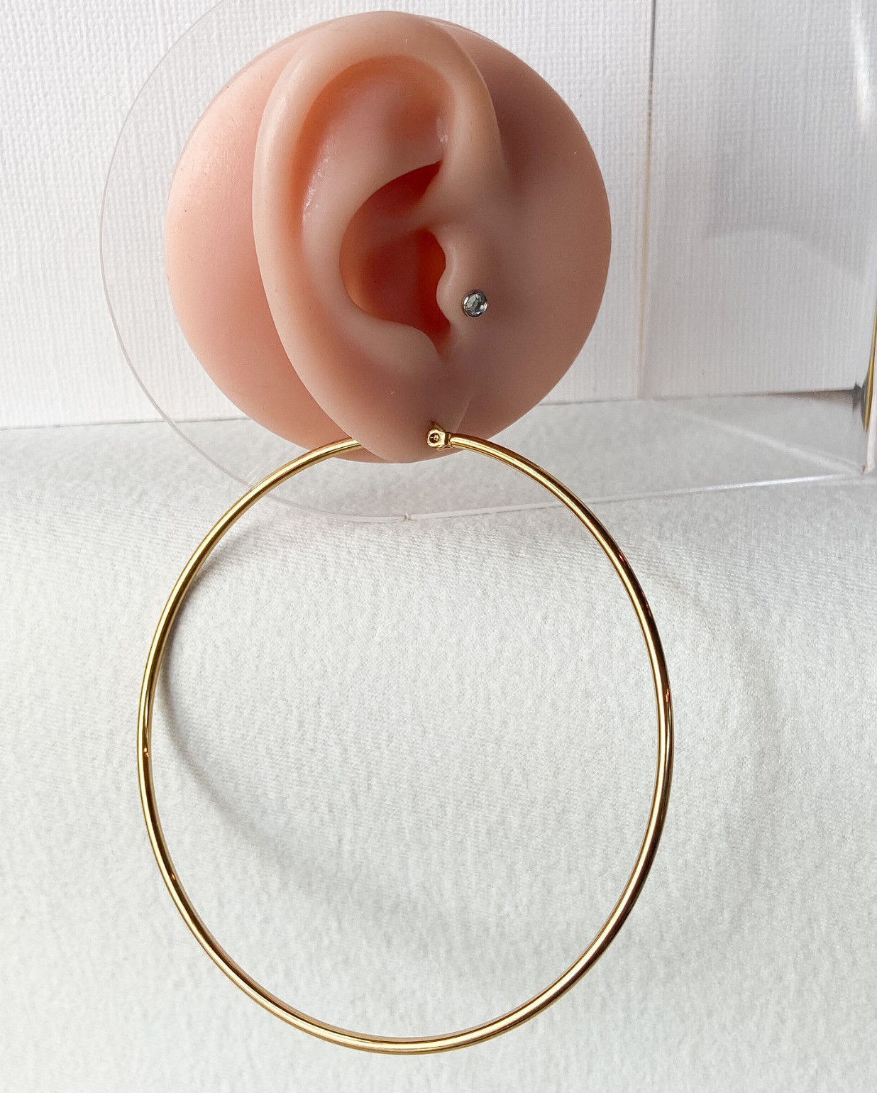 PAIR of Round Hoop Earrings 22g Gold Ion Plated Stainless Steel