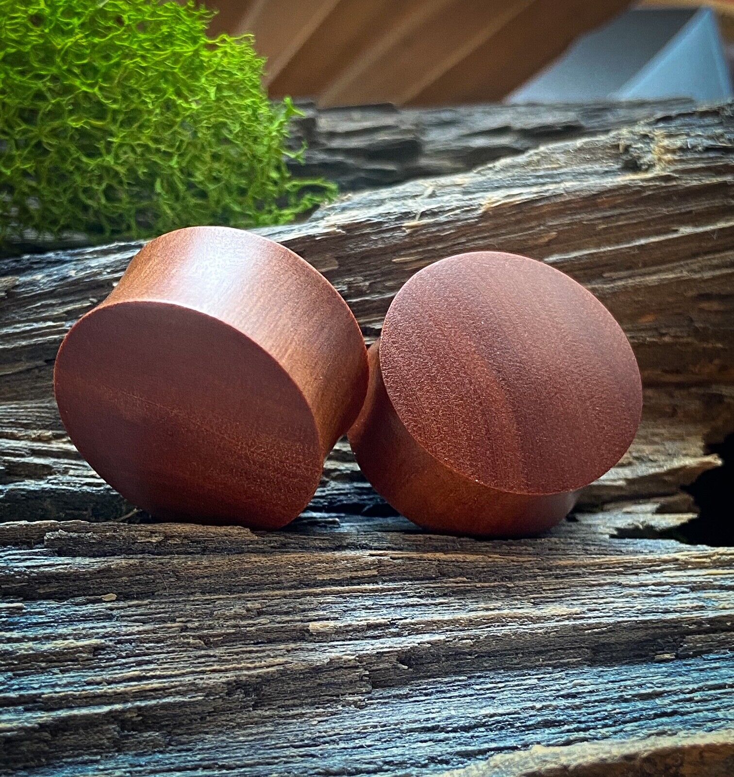 PAIR Red Saba Wood Plugs Organic Earlets Gauges Body Jewelry