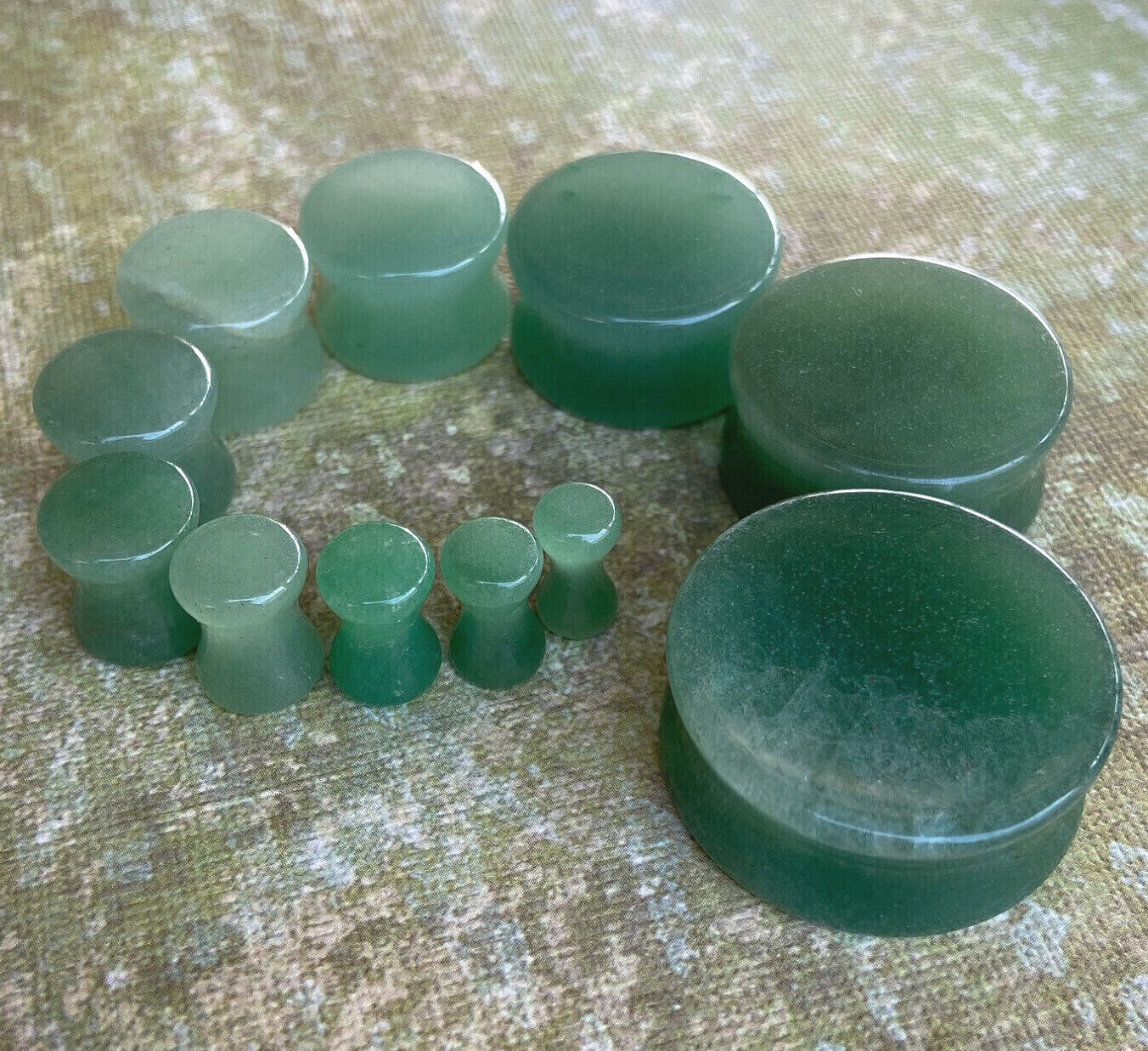 PAIR Natural Jade Organic Stone Plugs Gauges Pierced Ear Piercing Body Jewelry