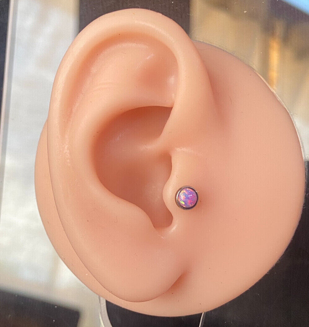 3pc Value Pack Synthetic Opal Set Tragus Helix Cartilage Ring 16g 1/4"