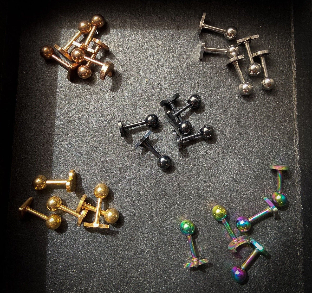 5pcs Shapes Tragus Rings Value Pack Cartilage Barbells Helix 16g Moon Star Heart