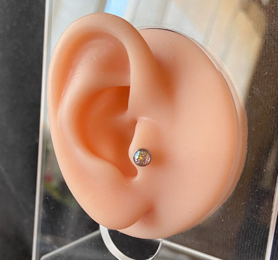1pc Iridescent Fish Scale 316L Surgical Steel 16g Tragus Stud Ear Cartilage Ring