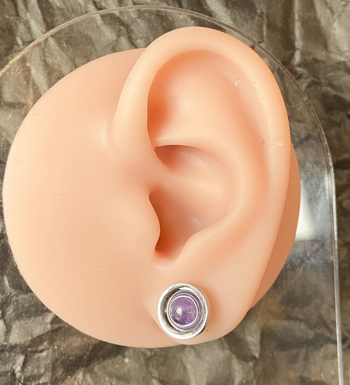 PAIR Amethyst Stone Dome Surgical Steel Screw Fit Tunnels Gauge Amythest Plugs