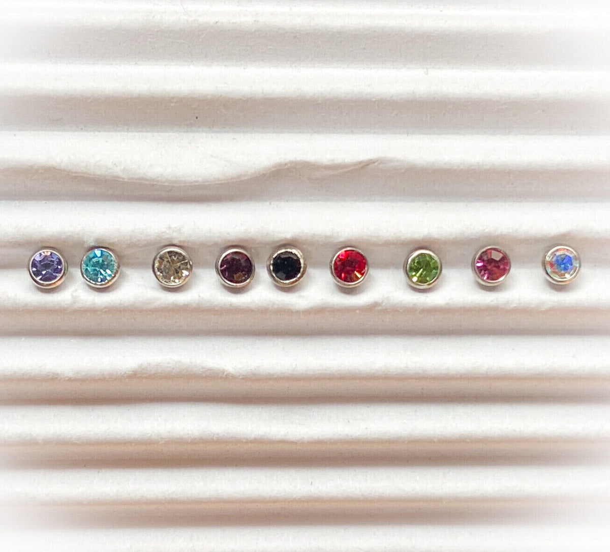 Body Jewelry Replacement Parts - 10pk Steel Internally Threaded 16g CZ Gems