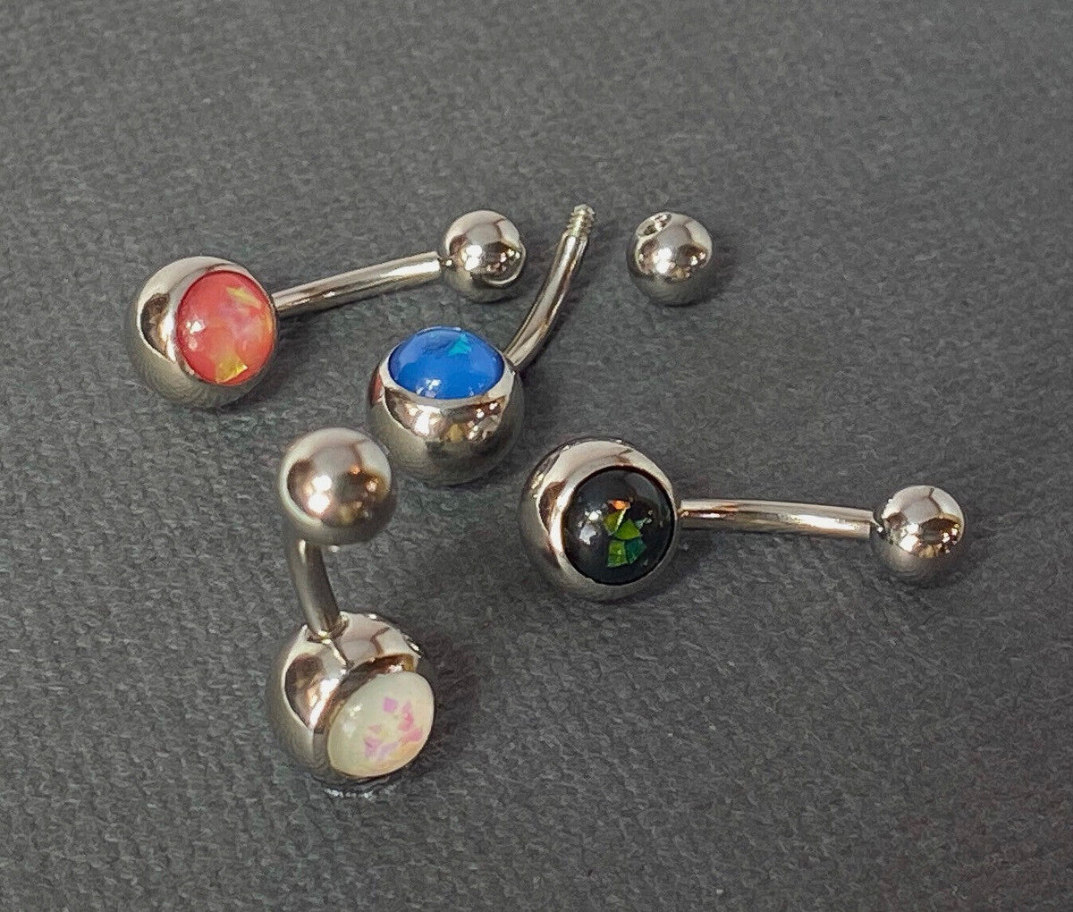 4pc Value Pack Opal Glitter Set Belly Rings 14g Navel Naval Body Jewelry