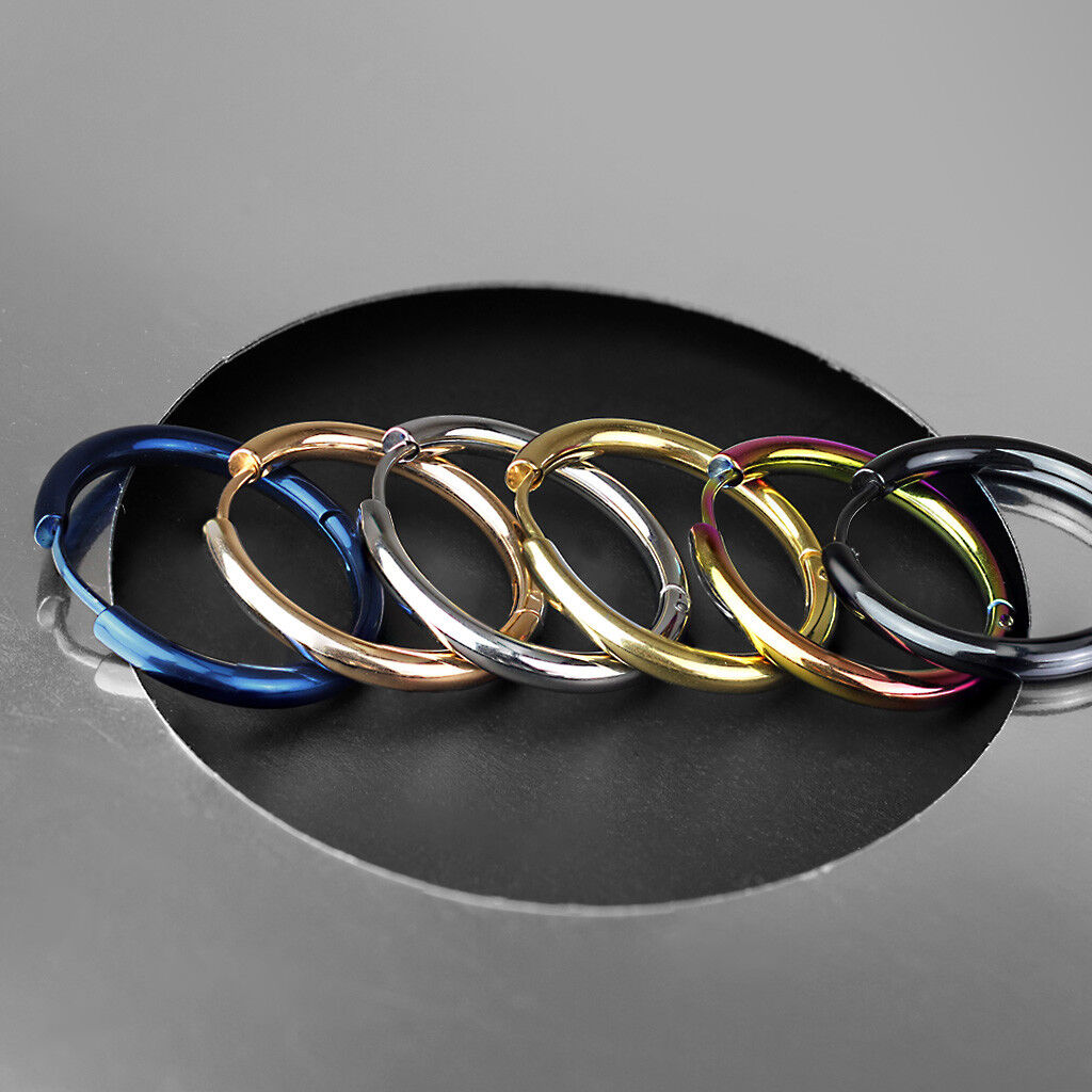 PAIR of 316L Stainless Steel Hinge Action 20g Seamless Hoop Earrings