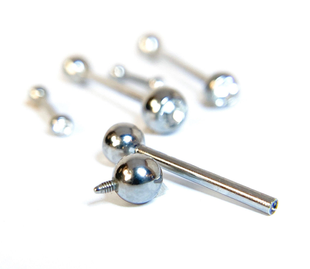 Clear Gem Internally Threaded 14g or 16g Barbell Tongue, Tragus, Nipple Ring