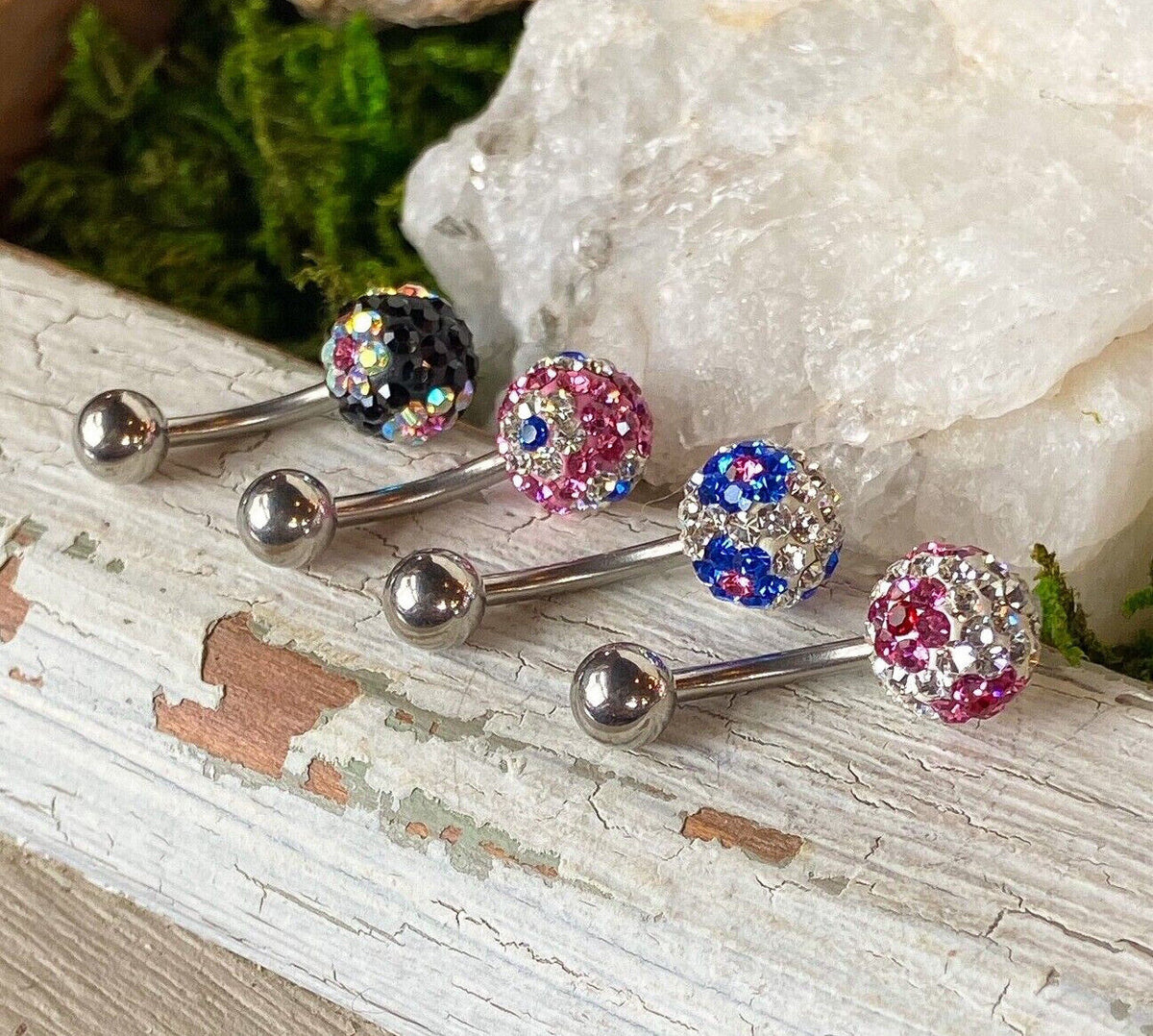 1pc Flower Gem Belly Ring Swarovski Crystal Navel Piercing Pierced Navel Jewelry
