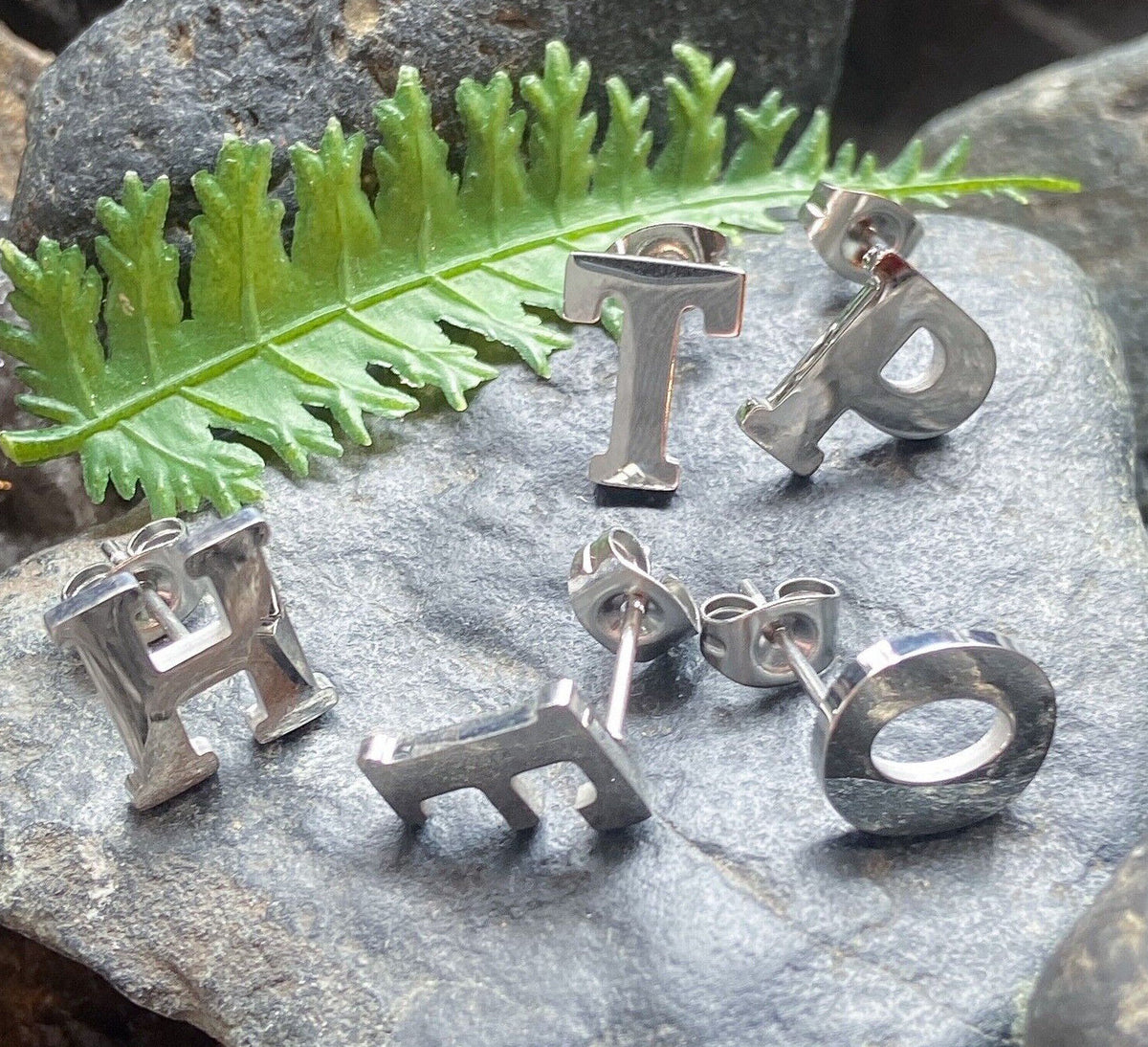 PAIR of 316L Stainless Steel Initial / Alphabet 20g Earrings - A to Z available!