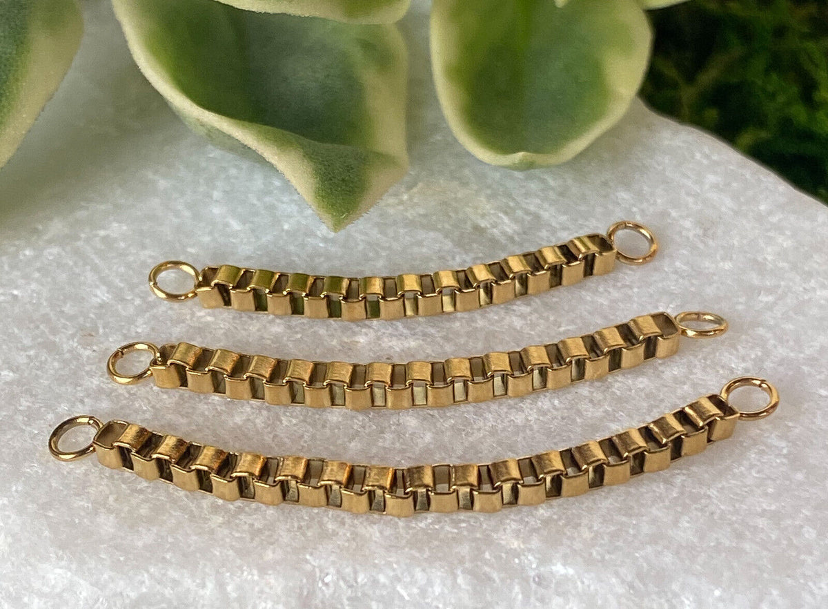 1pc 316L Stainless Steel Connector Box Chain Nose Ring Bridge Helix Cartilage (Color: Gold)