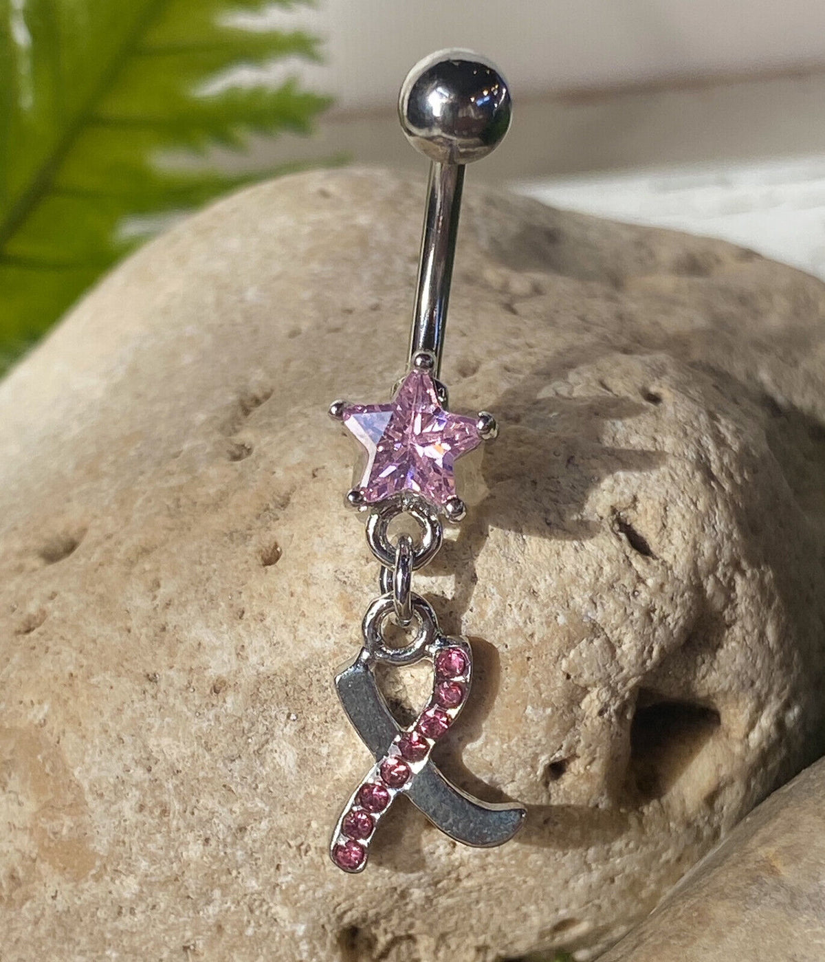1pc Initial Belly Ring "Metro" Style Pink Gems Navel Naval Letter Body Jewelry (Initial: X)