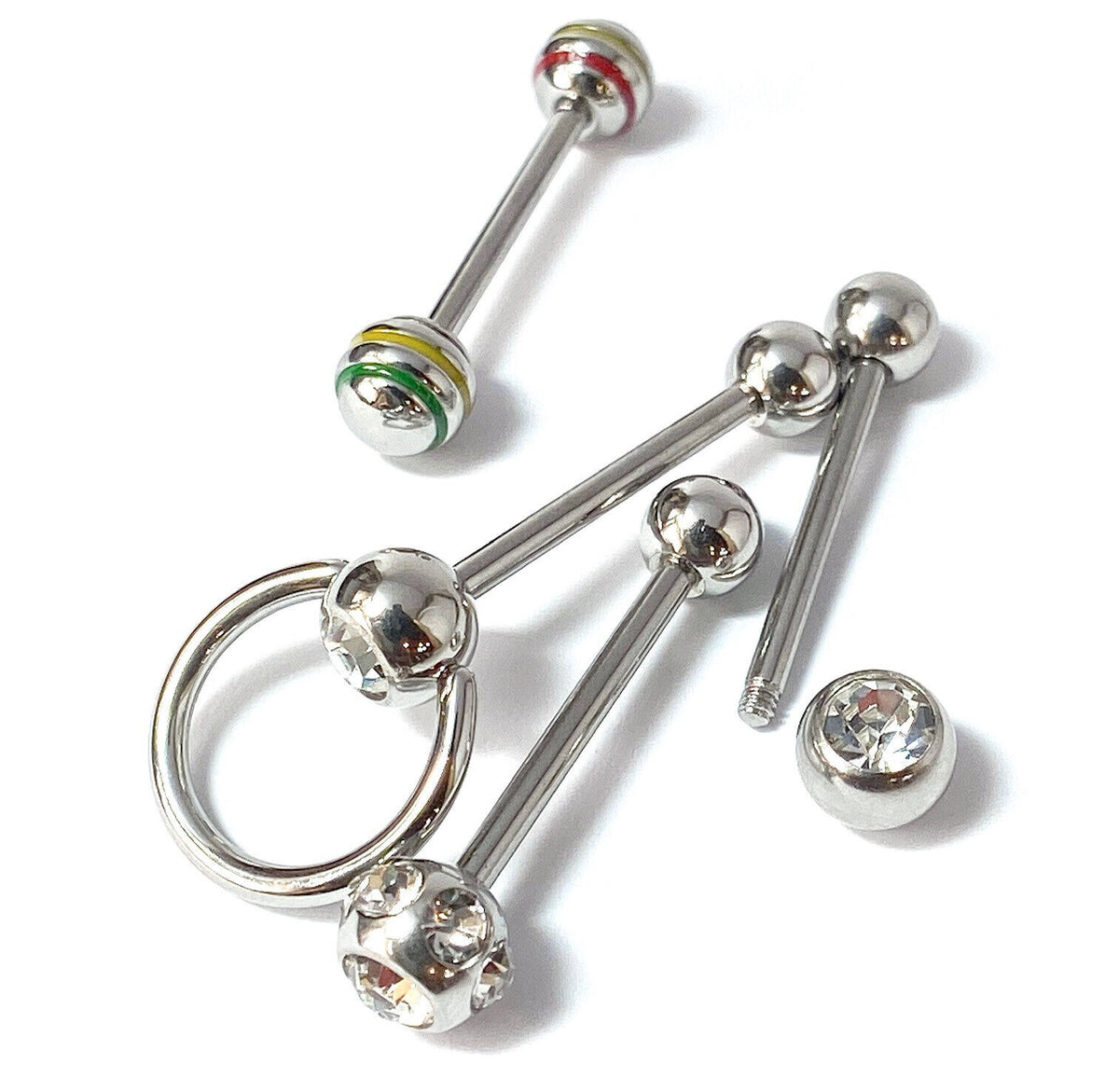 4pc Value Pack Assorted Style Tongue Rings 14g Tounge Body Jewelry