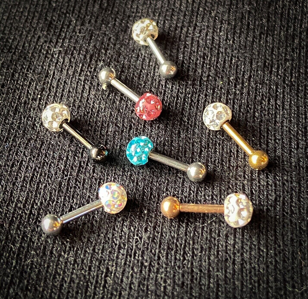 1pc Epoxy Coated Crystal Paved Ball Helix Tragus Cartilage Barbell Int. Threaded