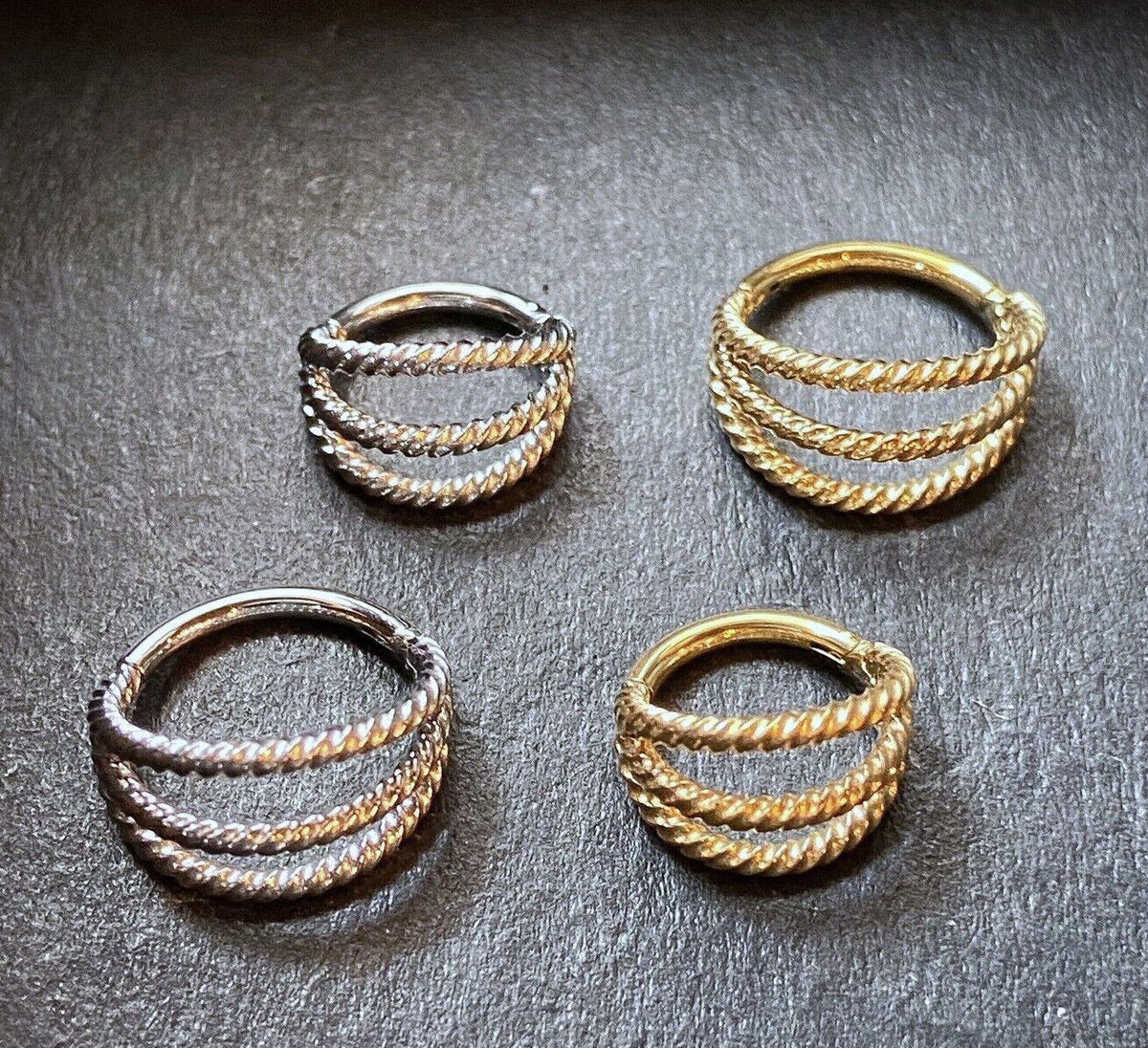 1pc Triple Braided Hinged Segment Ring 16g Helix Septum Clicker Surgical Steel