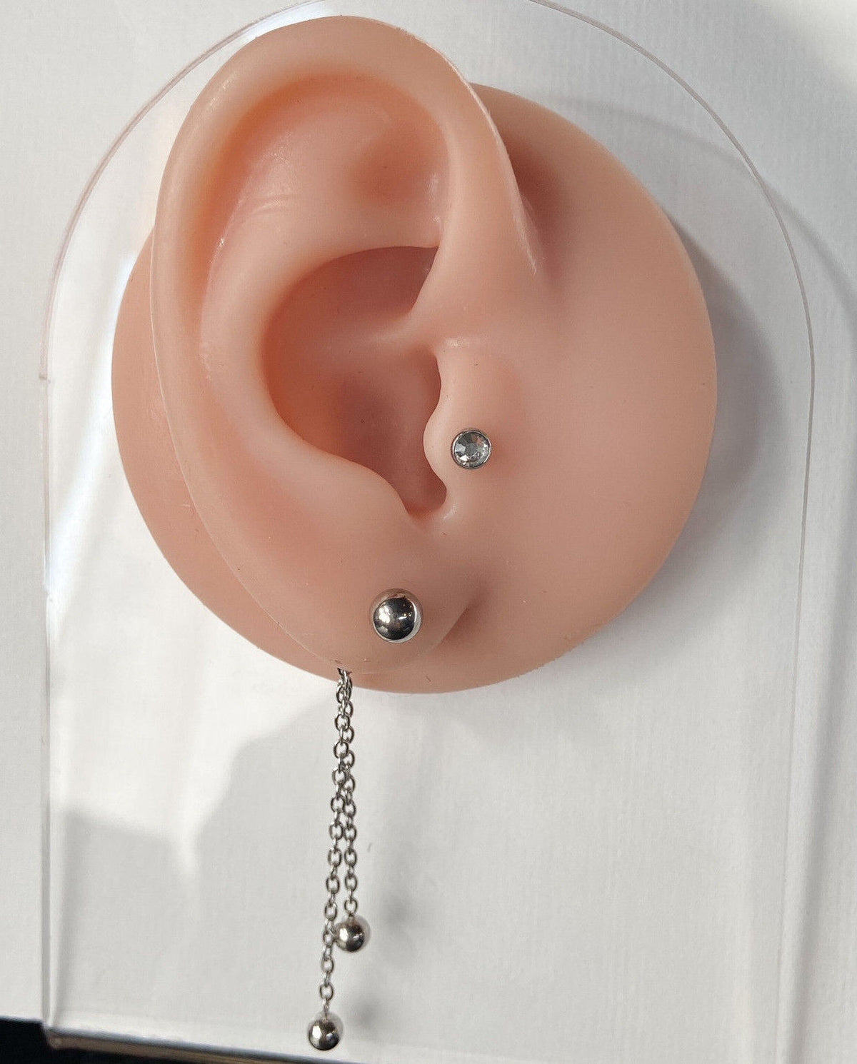 PAIR of Two Chain Free Falling Steel Balls IP Stainless Steel 20g Earrings