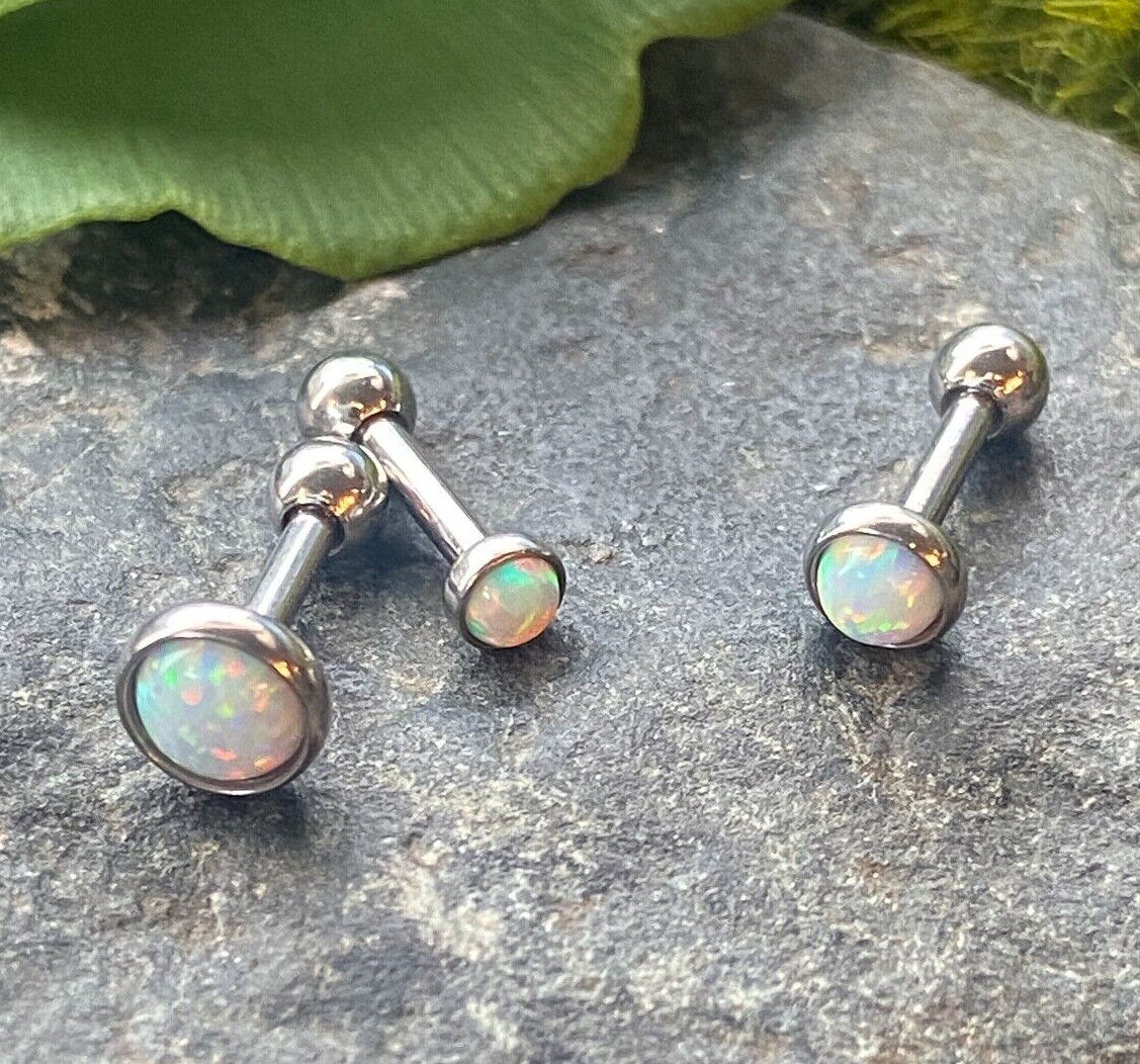 3pc Value Pack Synthetic Opal Set Tragus Helix Cartilage Ring 16g 1/4"