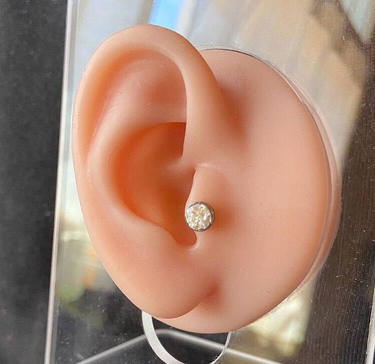1pc Iridescent Druzy Stone Surgical Steel 16g Tragus Stud Ear Cartilage Ring