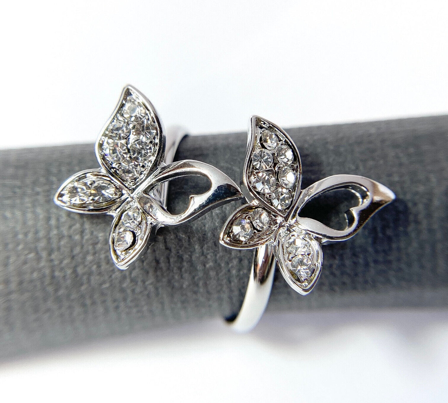 Double Butterfly Multi-Paved CZ Gems Adjustable Mid Ring